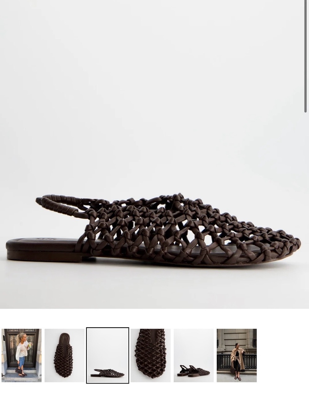 Braided Slingback Flat Sandal - Dark Brown